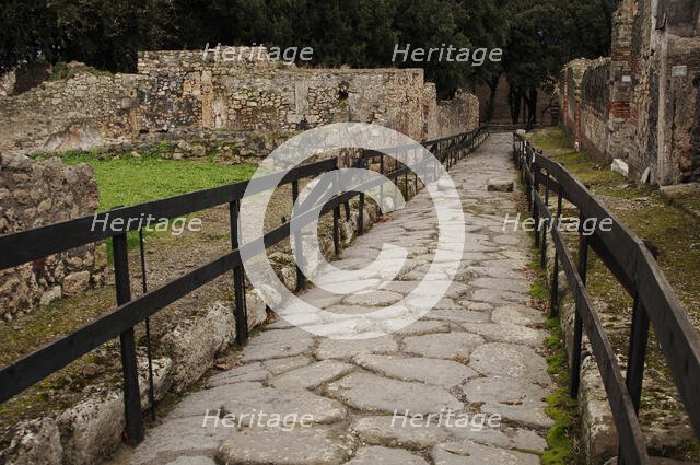 Cobbled street, Pompeii, Italy, 2009.  Creator: LTL.