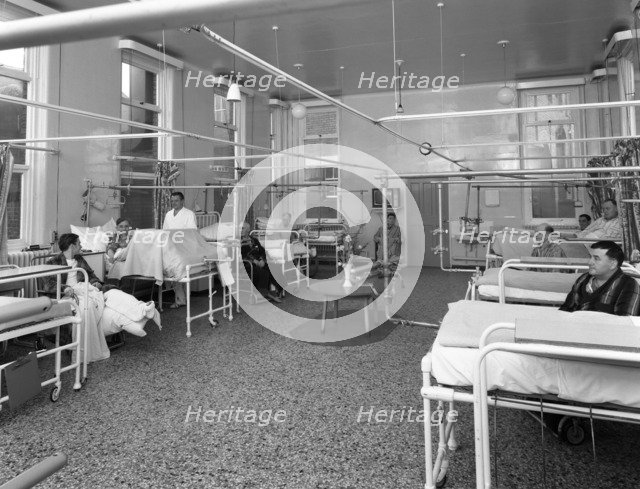 Patients on a men's surgical ward, Montague Hospital, Mexborough, South Yorkshire, 1968. Artist: Michael Walters