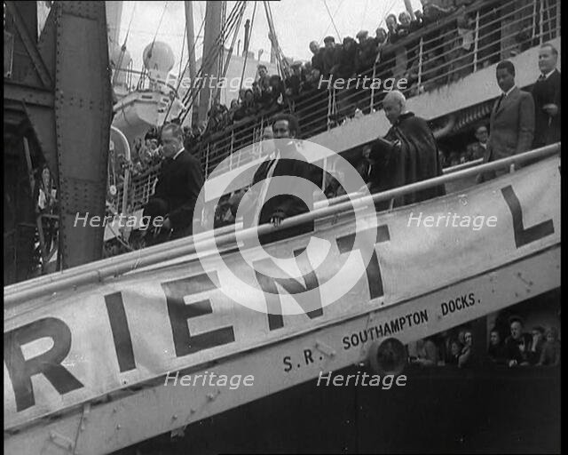 Haile Selassie I, Emperor of Ethiopia Arriving in the United Kingdom, 1936. Creator: British Pathe Ltd.