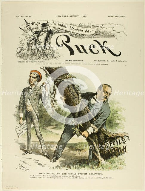 Getting Rid of the Spoils System Deadwood, from Puck, published August 17, 1887. Creator: Joseph Keppler.