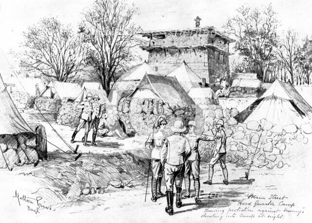 The Indian Frontier Rising: headquarters camp at Bagh, protected against the enemy's fire..., 1898. Creator: Unknown.