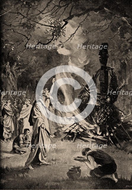 Human Sacrifice by Druids, c1910. Creator: Dovaston, Margaret (1884-1954).