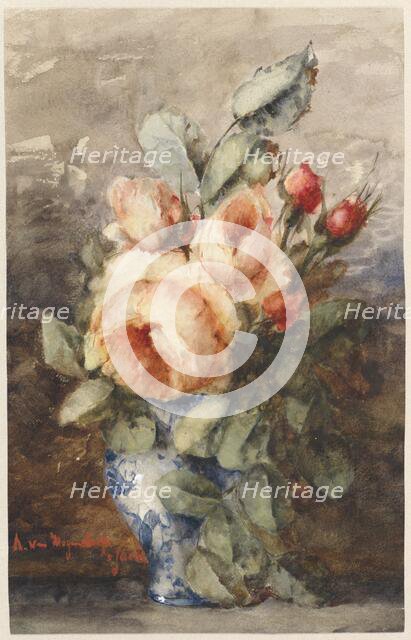 Bouquet of roses in a vase, 1867-1892. Creator: Adrienne van Hogendorp.