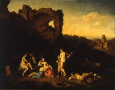 Girls bathing near the ruins, 1754.