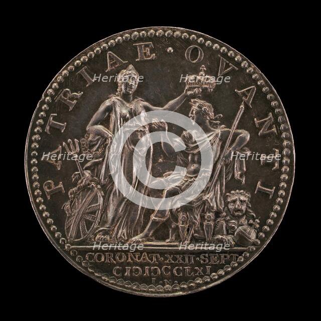 Britannia Crowning the King [reverse], 1761. Creator: Johann Lorenz Natter.