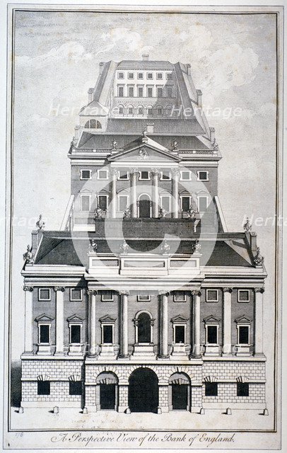 Perspective view of the Bank of England, City of London, c1750.             Artist: Benjamin Cole