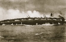 The sinking of the German cruiser 'Blücher' in the North Sea, World War I, January 24, 1915. Artist: Unknown
