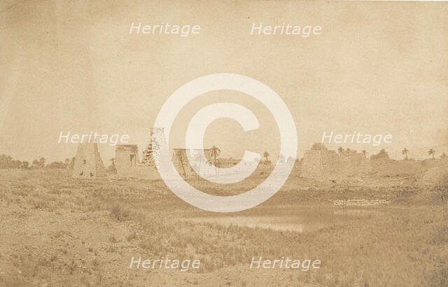 Vue des propylées du palais de Karnac, prise du Sud-Est, 1849-50. Creator: Maxime du Camp.