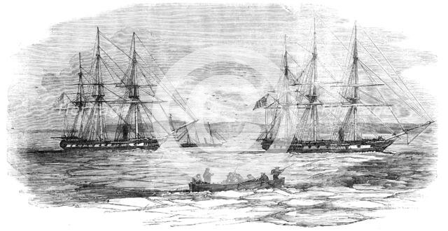 Kinburn - the "Curacoa" and "Tribune" Steam-frigates, and "Beagle" Gun-boat, in the Ice, 1856.  Creator: Unknown.