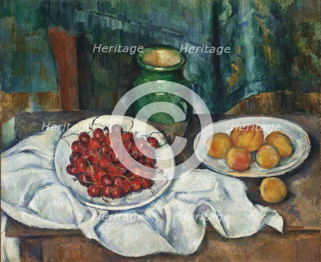 Still Life With Cherries And Peaches, 1885-1887. Artist: Cézanne, Paul (1839-1906)