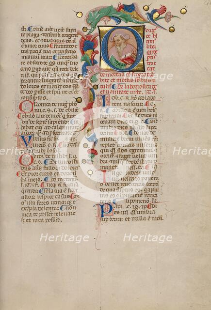 Initial Q: Bust Portrait of a Man; Compendium moralium notabilium, early 15th century. Creator: Cristoforo Cortese.