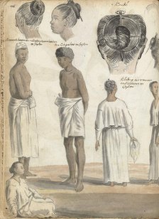 Hairstyles, traditional styles in Ceylon, 1785-1786. Creator: Jan Brandes.