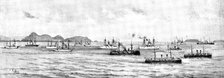 The War in Eastern Asia: men-of-war anchored off Chefoo - a sketch from the shore, 1895. Creator: George Meisenbach.