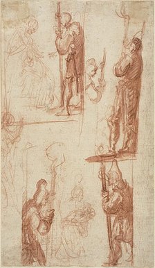 Sheet of Sketches: Beheading of a Saint (recto); Several Slight Figure Sketches (verso), 1605/44. Creators: Giovanni Bilivert, Jacques Callot.