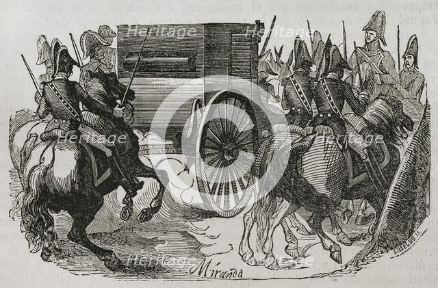 Transfer of Manuel Godoy to the castle of Villaviciosa de Odón in Spain, April 2, 1808, (1851).  Creator: Miranda.