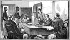 The East African Slave Trade:...captured slaves in the British Consul-General's Court, Zanzibar,1881 Creator: Unknown.