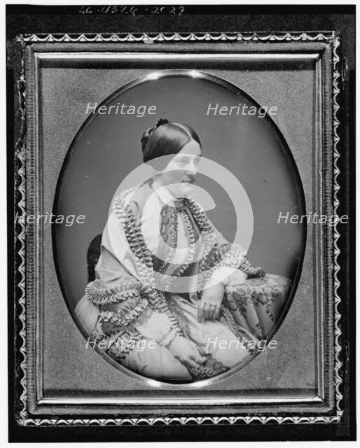 Ann Minerva "Nannie" Rodgers Macomb, three-quarter length portrait..., ca. 1850. Creator: Unknown.