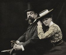 Henry Gauthier-Villars, called "Willy" (1859-1931) and Colette (1873-1954), from "Revue..., 1902. Creator: Photo studio M. Ducourau.
