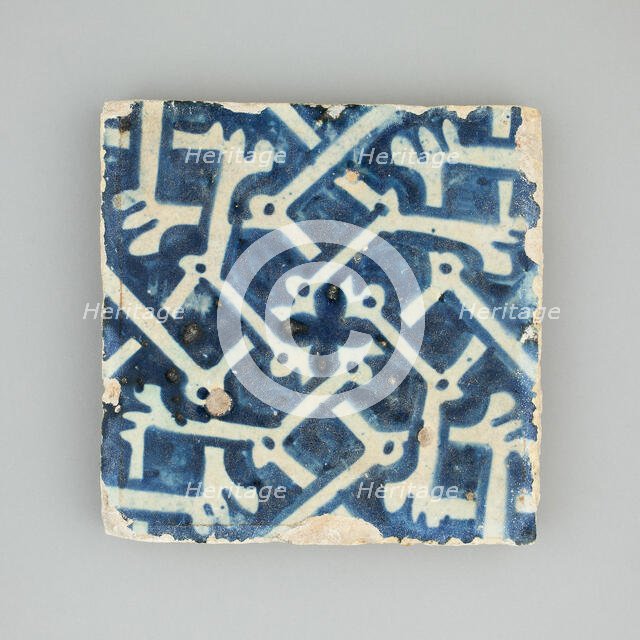 Floor Tile with Bone Pattern, Manises, 1450/1500. Creator: Unknown.