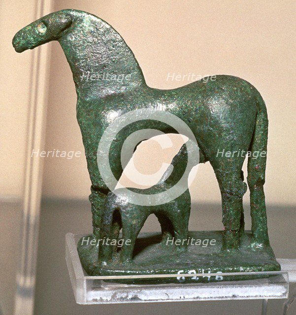 Greek bronze horse and foal, 9th century BC. Artist: Unknown