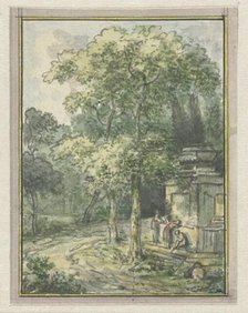 Landscape with fountain, 1752-1819. Creators: Juriaan Andriessen, Isaac de Moucheron.