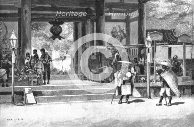 ''Porch of the Ikuta Temple, Kobe, Japan', 1891. Creator: Charles Edwin Fripp.