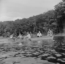 Boating on the lake at Camp Nathan Hale, Southfields, New York, 1943 Creator: Gordon Parks.