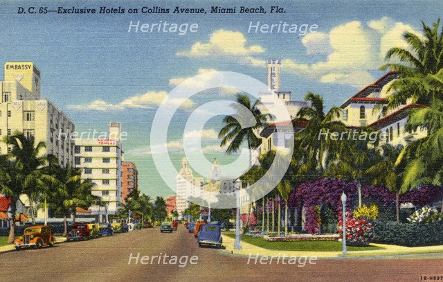 Hotels on Collins Avenue, Miami Beach, Florida, USA, 1941. Artist: Unknown