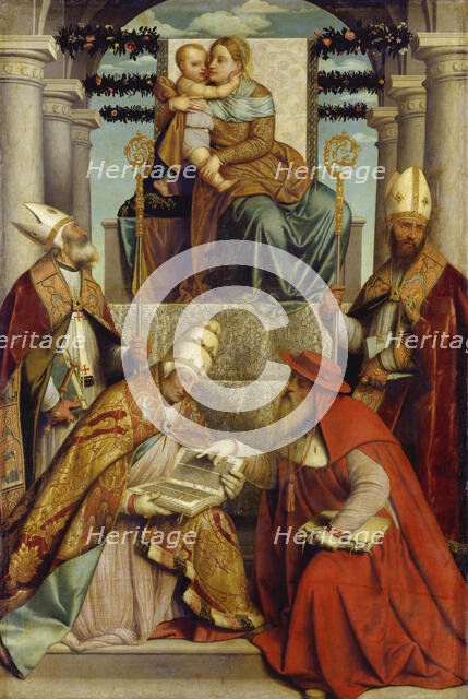 Virgin and Child Enthroned with the Four Fathers of the Latin Church, c1540-1550. Creator: Moretto da Brescia.