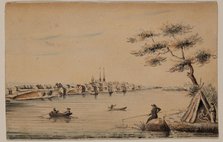 Detroit as Seen from the Canadian Shore in 1821, 1821. Creator: Alexander Macomb.