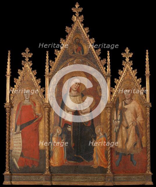 Triptych with the Virgin and Child, and Saints Mary Magdalene and Ansanus, 1350. Creator: Andrea di Cione.