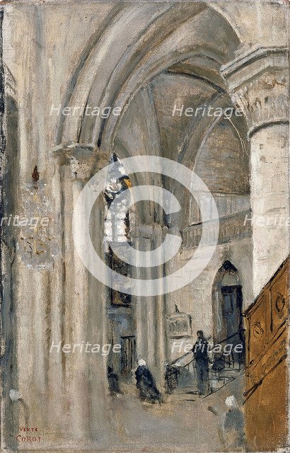 Interior of the Church at Mantes. Artist: Corot, Jean-Baptiste Camille (1796-1875)