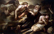 The Sacrifice of Isaac', oil on canvas, the Hebrew patriarch Abraham is interrupted by the angel …