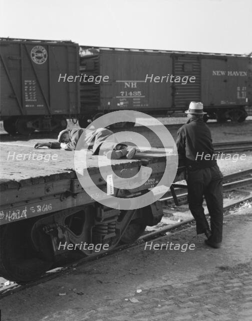 Scene in railroad yard, Sacramento, California, 1936. Creator: Dorothea Lange.
