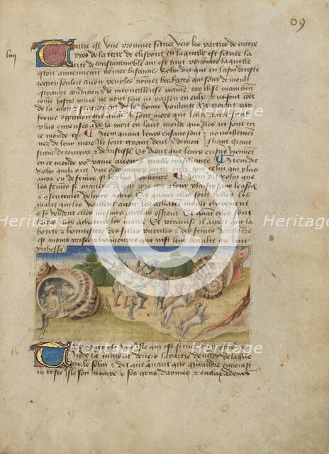 Sri Lanka (Trapponee); Livre des merveilles du monde (Book of the Marvels of the..., about 1460-65. Creator: Master of the Geneva Boccaccio.