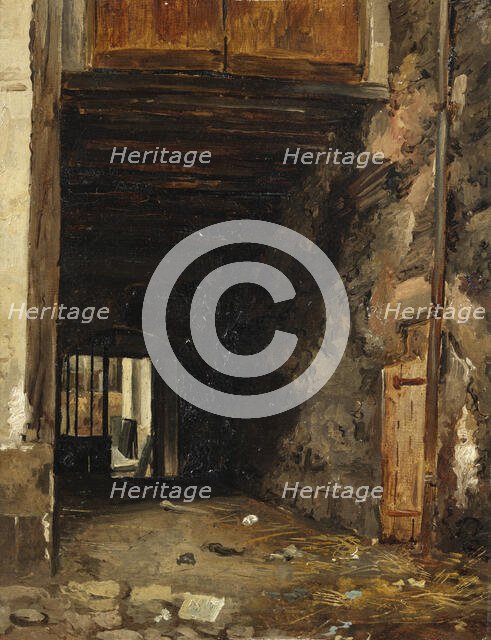 The Entrance of a Courtyard, 1820s. Creator: Auguste Xavier Le Prince.