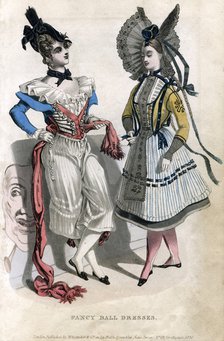 Fancy ball dresses, 1830. Artist: Unknown