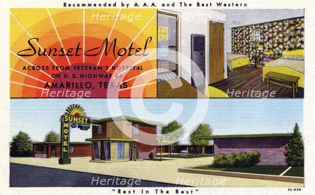 Sunset Motel, Amarillo, Texas, USA, 1951. Artist: Unknown