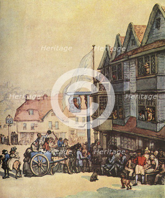 'Market Day outside the Old Red Lion at Greenwich', (1938). Artist: Thomas Rowlandson.