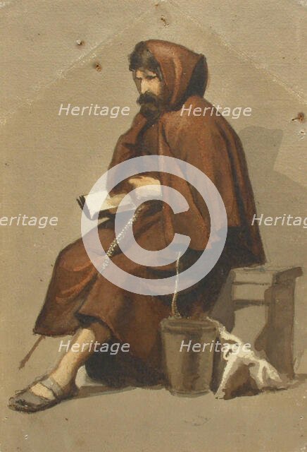 Sitting monk, model exercise, c1890s. Creator: Albert Edelfelt.