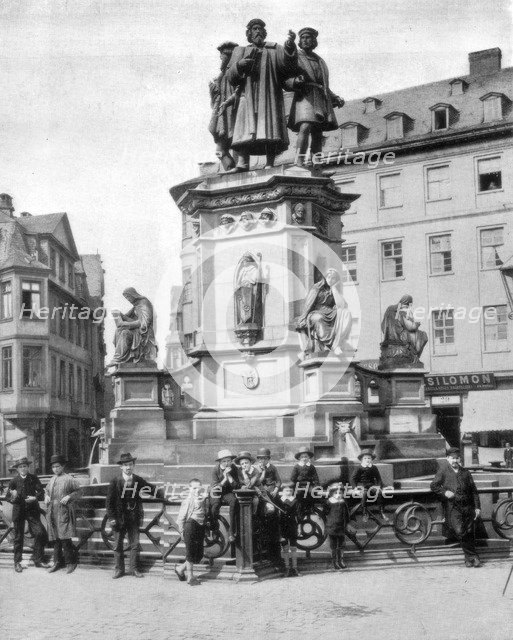 The Gutenberg Monument, Frankfurt, Germany, late 19th century. Artist: John L Stoddard