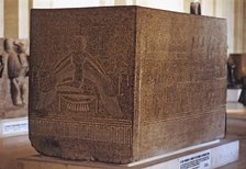 Sarcophagus of Ramses III with the image of goddess Isis and Nephthis, made in granite, from the …