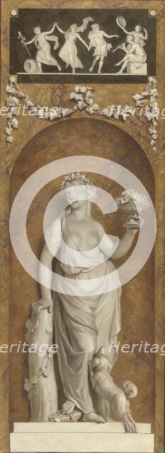 Wallpaper painting with bacchante, 1786.  Creator: Juriaan Andriessen.