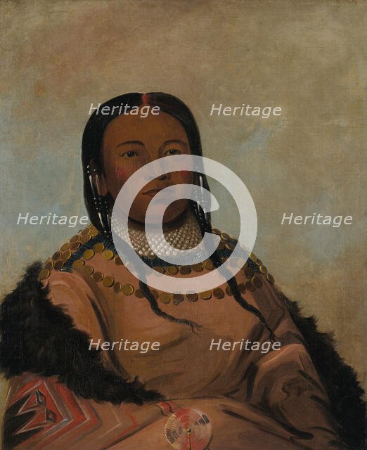 Wi-lóoh-tah-eeh-tcháh-ta-máh-nee, Red Thing That Touches in Marching, Daughter of Black Rock, 1832. Creator: George Catlin.