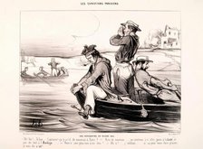 Les Canotiers Parisiens. Une rencontre en pleine eau, 1843. Creator: Honore Daumier.