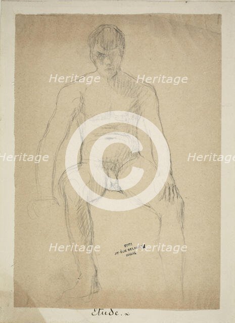 Seated Academic Nude, 1850/60. Creator: Jules Elie Delaunay.