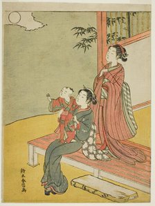 Two Women and a Child Viewing the Full Moon, c. 1767/68. Creator: Suzuki Harunobu.