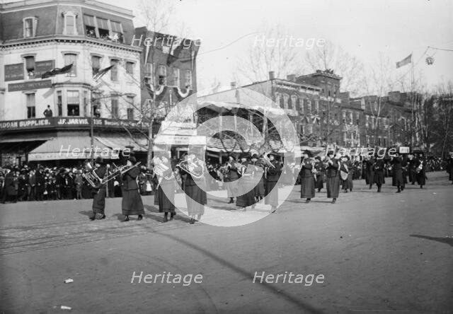 Woman band - Suffrage parade, 1913. Creator: Bain News Service.