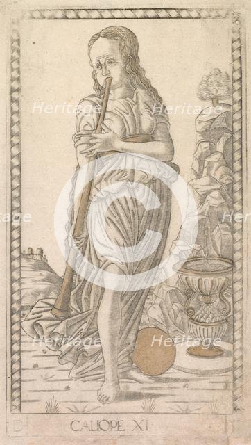Calliope (from the Tarocchi series D: Apollo and the Muses, #11), before 1467. Creator: Master of the E-Series Tarocchi (Italian, 15th century).
