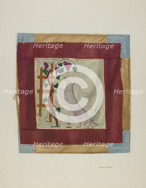 Applique Coverlet (Detail), c. 1941. Creator: Adolph Opstad.